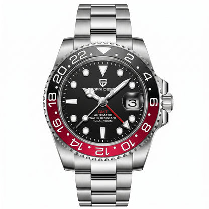 PAGANI DESIGN GMT automatic watch with sapphire crystal and stainless steel bracelet