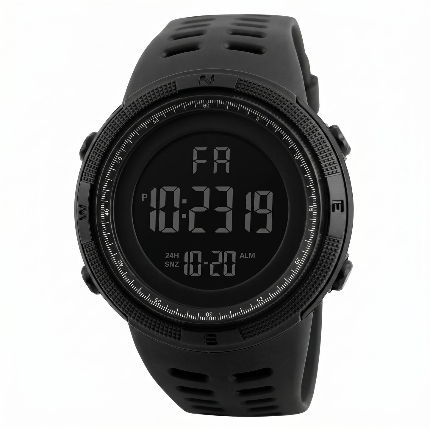 Military digital watch with LED display and multifunction features