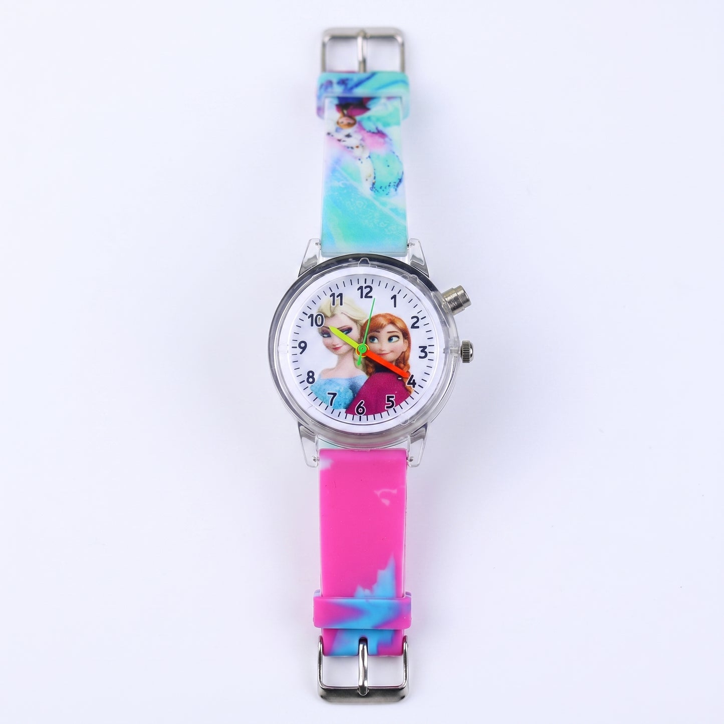 Elsa-themed kids watch with silicone strap and luminous display