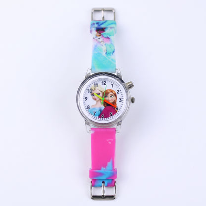 Elsa-themed kids watch with silicone strap and luminous display