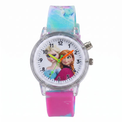 Elsa-themed kids watch with silicone strap and luminous display