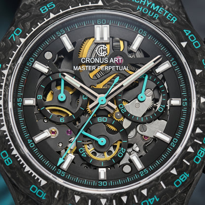 ChronoState CRONUSART CM01-027 – Montre chronographe automatique 42MM | Boîtier squelette en fibre de carbone
