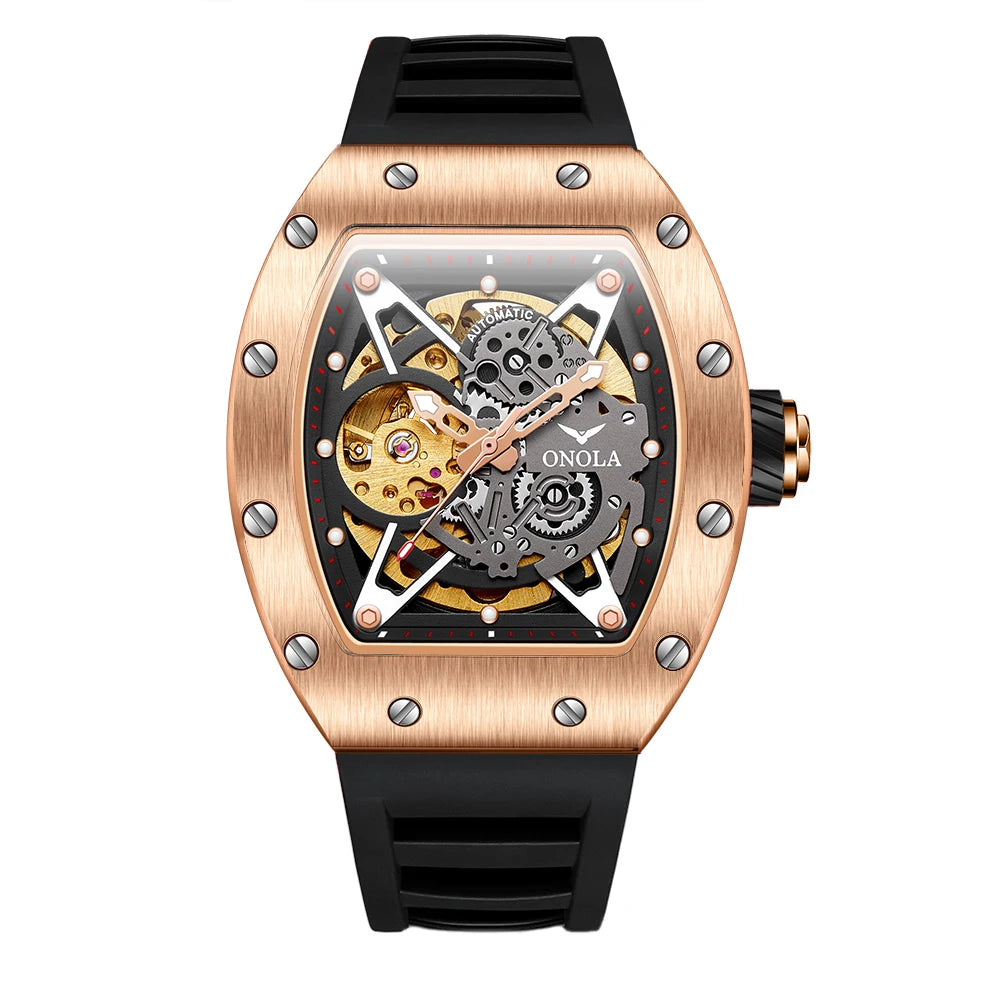 Luxury Watches Men ONOLA Fashion Hollow Full-automatic Mechanical Tape Waterproof Watch for Men Montres Pour Hommes Clock