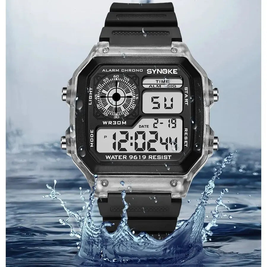 SYNOKE Montres Digitales Hommes Sport Lumineuses Multifonction Étanche Femmes Montre-Bracelet Extérieure et Course Étudiant Sept Lumières