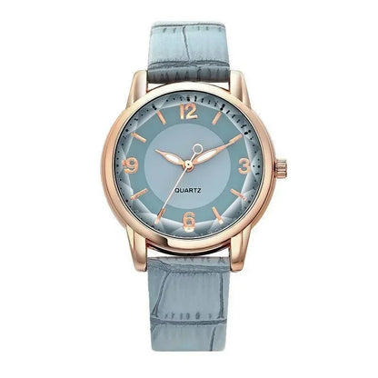 Montre à bracelet en cuir pour femme, verre polygonal, horloge de luxe, cadran créatif, mode, montre à quartz