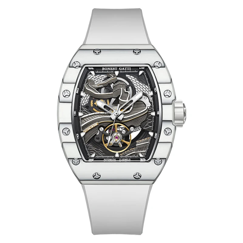 Montre-bracelet à mouvement mécanique BONEST GATTI, boîtier en fibre de carbone, cadran Grande Muraille luminescent, montres pour homme