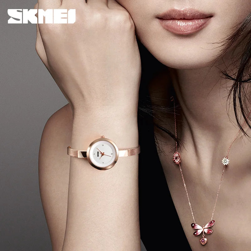 SKMEI 1390 Luxury Girl Bracelet Womens Wristwatch Elegant Sport Waterproof Quartz Watch For Women Dress lady Clock Montre Femme