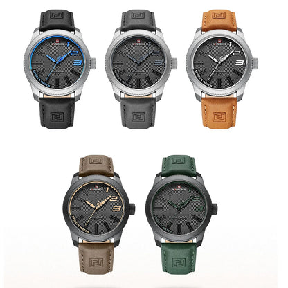 NAVIFORCE – Montre de sport homme de luxe de marque, montre-bracelet décontractée à quartz, étanche, en cuir analogique avec date