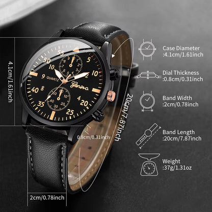Lot de 4 montres bracelet en cuir pour hommes, à quartz analogique, avec bracelets tressés (sans boîte)