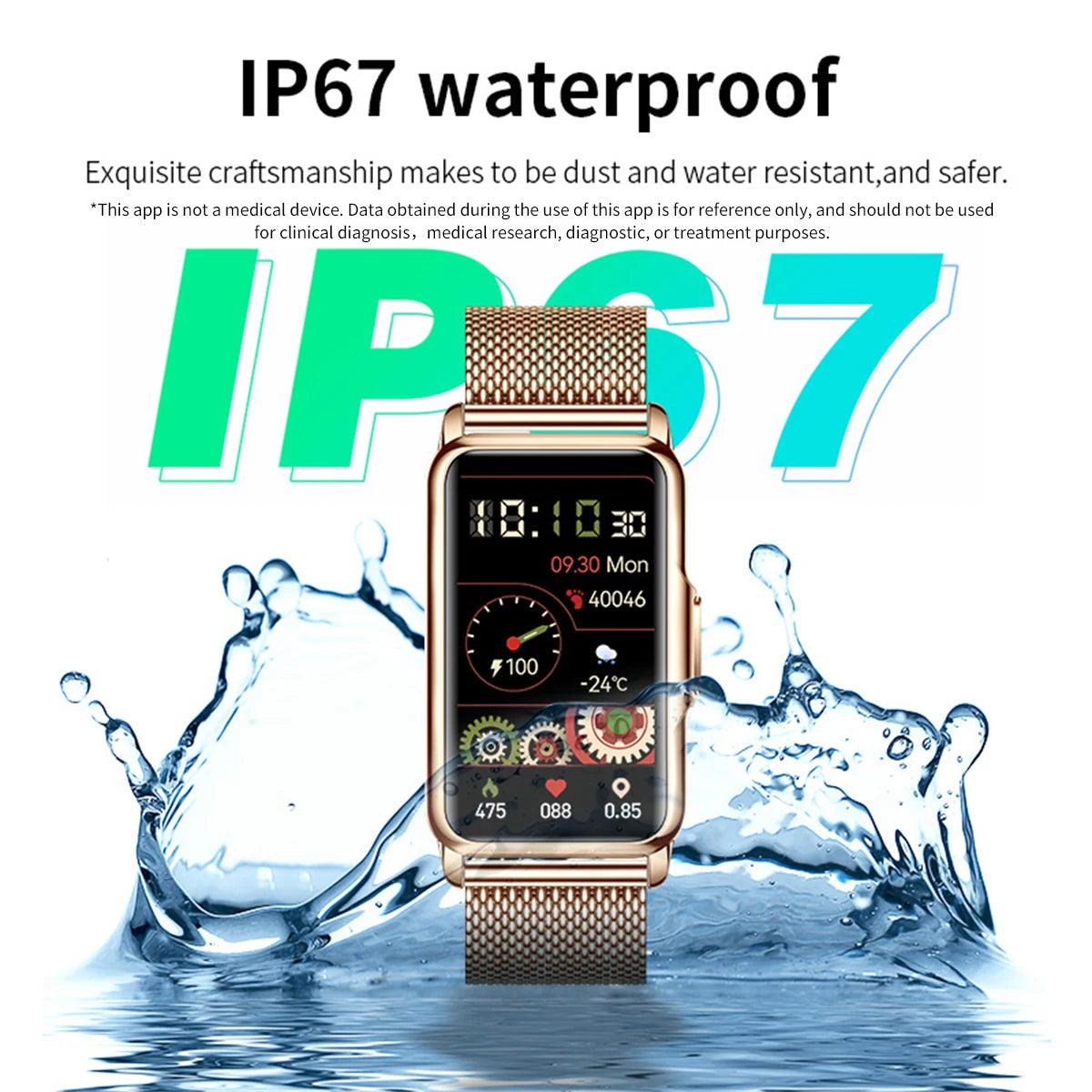 Montre intelligente LIGE pour hommes et femmes, bracelet intelligent de fitness, moniteur de fréquence cardiaque et de tension artérielle, étanche, appels Bluetooth