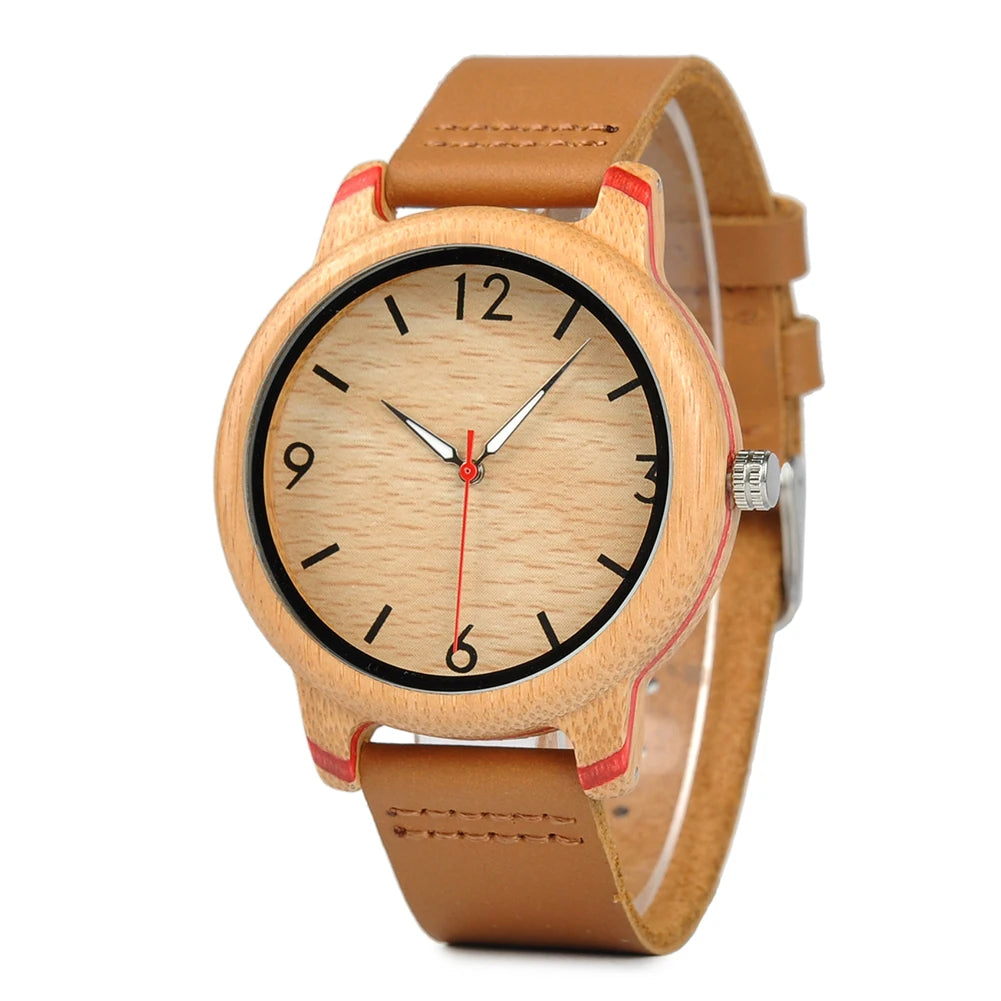 BOBO BIRD Universal Bamboo Wooden Leather Watch