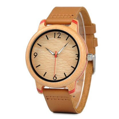 BOBO BIRD Universal Bamboo Wooden Leather Watch