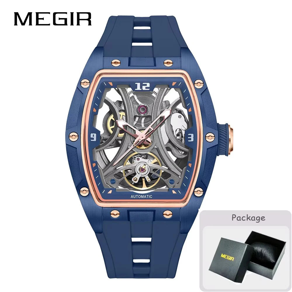 MEGIR 2026 Nouvelle montre automatique mécanique pour homme, marque de luxe, mouvement en acier inoxydable, étanche, Relogio