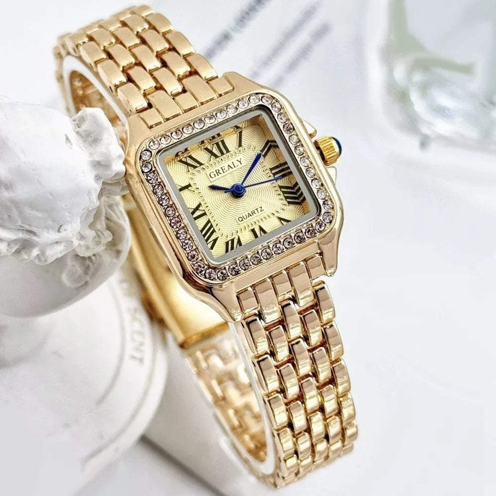 Montres de luxe en strass pour femmes, montre-bracelet à quartz carrée tendance, horloge simple pour dames, Reloj Mujer