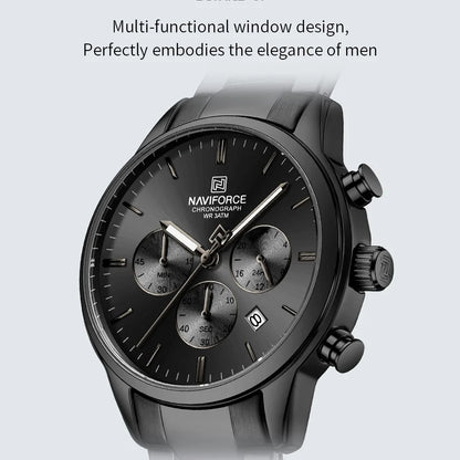 Montre Homme NAVIFORCE Quartz Calendrier Étanche 3ATM Affichage de la Date Bracelet en Acier Montre-Bracelet de Luxe Sport à la Mode NF8076