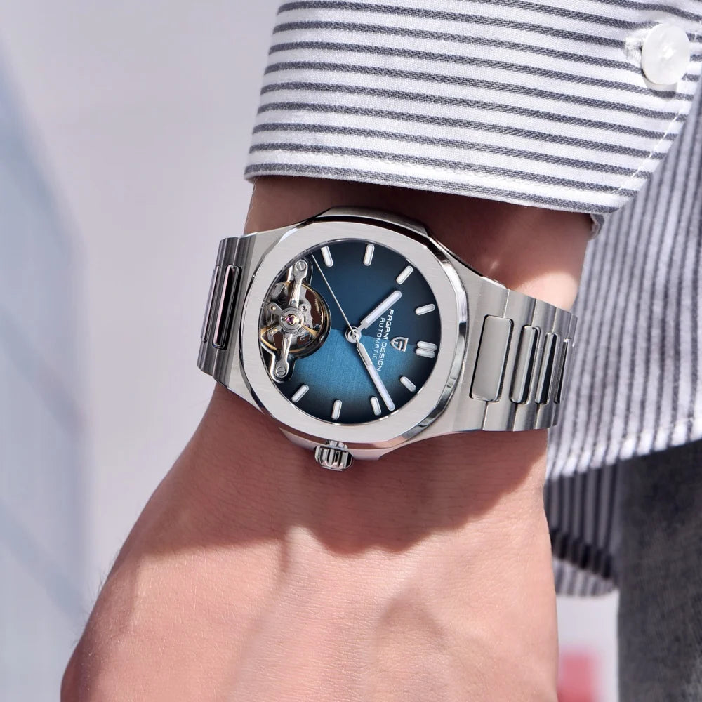 PAGANI DESIGN Nouvelle Montre Mécanique Homme Tourbillon Squelette Sport Élégante Saphir Étanche Mouvement Japonais Acier 316L