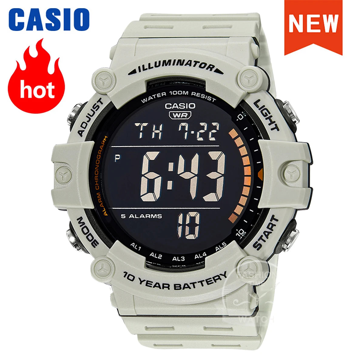 Montre Casio Homme Grand Cadran Modèle Sportif Élégant Cool Montres Multifonctions AE-1500WH-8B2