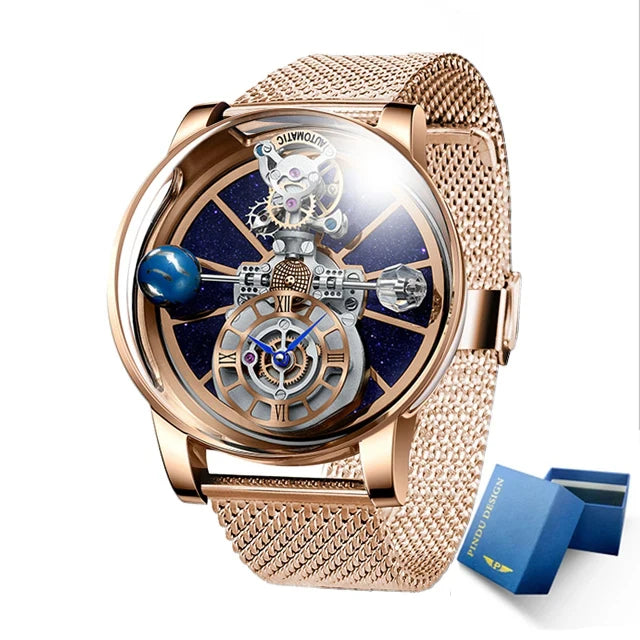 Montre Homme PINDU Diamant Luxe Astronomique Quartz