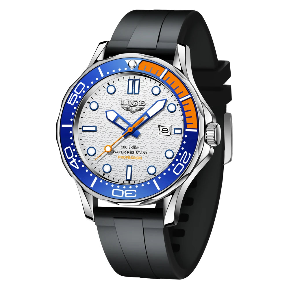 2026 LIGE Nouvelle Montre Homme D'Affaires Grande Marque Luxe Montre de Plongée Pour Hommes Étanche Date Horloge Montre de Sport Relogio Masculino+Boîte