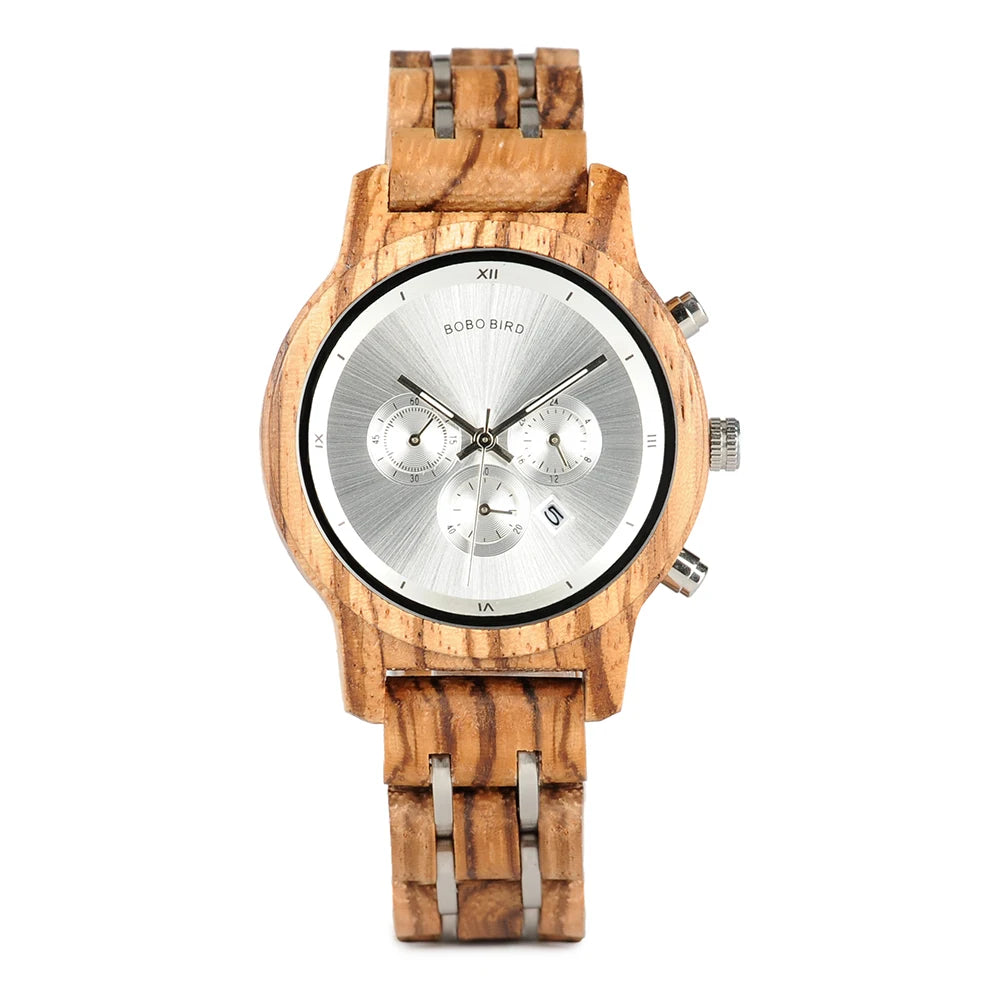 BOBOBIRD Engraved Wooden Watch for Men Customized Wood Wrist Watches for Dad Son Husband Boyfriend Personalized Birthday Gift