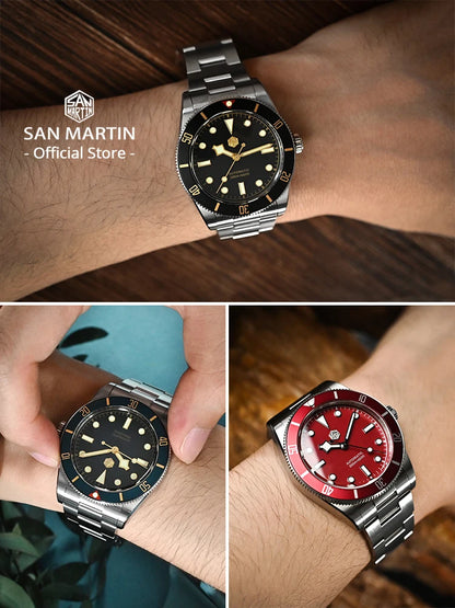 San Martin Nouvelle Montre Plongeur Homme Vintage BB54 Améliorée 37mm ST2130 Automatique Mécanique Saphir Lumineux Étanche 200m SN0138