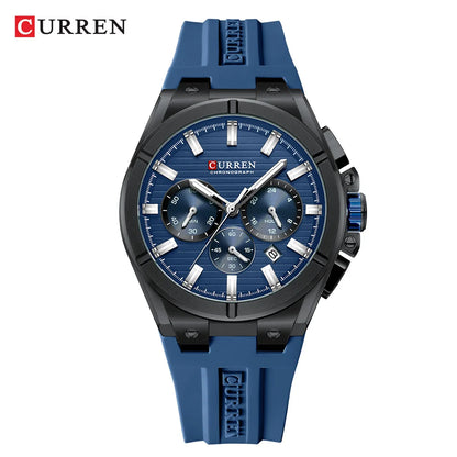 CURREN Montre-bracelet de luxe pour homme chronographe date étanche bracelet en caoutchouc montres décontractées à quartz pour hommes montre de sport masculine Reloj
