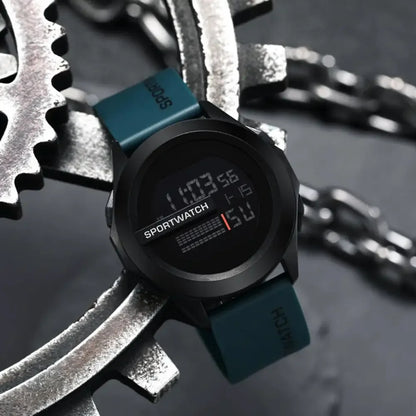 Digital sports watch with LED display, alarm and multifunction features