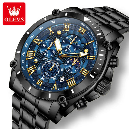 OLEVS 2025 Nouvelle Montre Homme Top Marque Luxe Montre Homme Acier Inoxydable Étanche Sport Quartz Chronographe Montre-Bracelet Homme Relogio