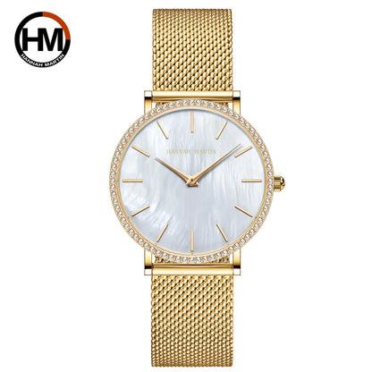 Montre à quartz Hannah Martin de luxe en or rose et diamants