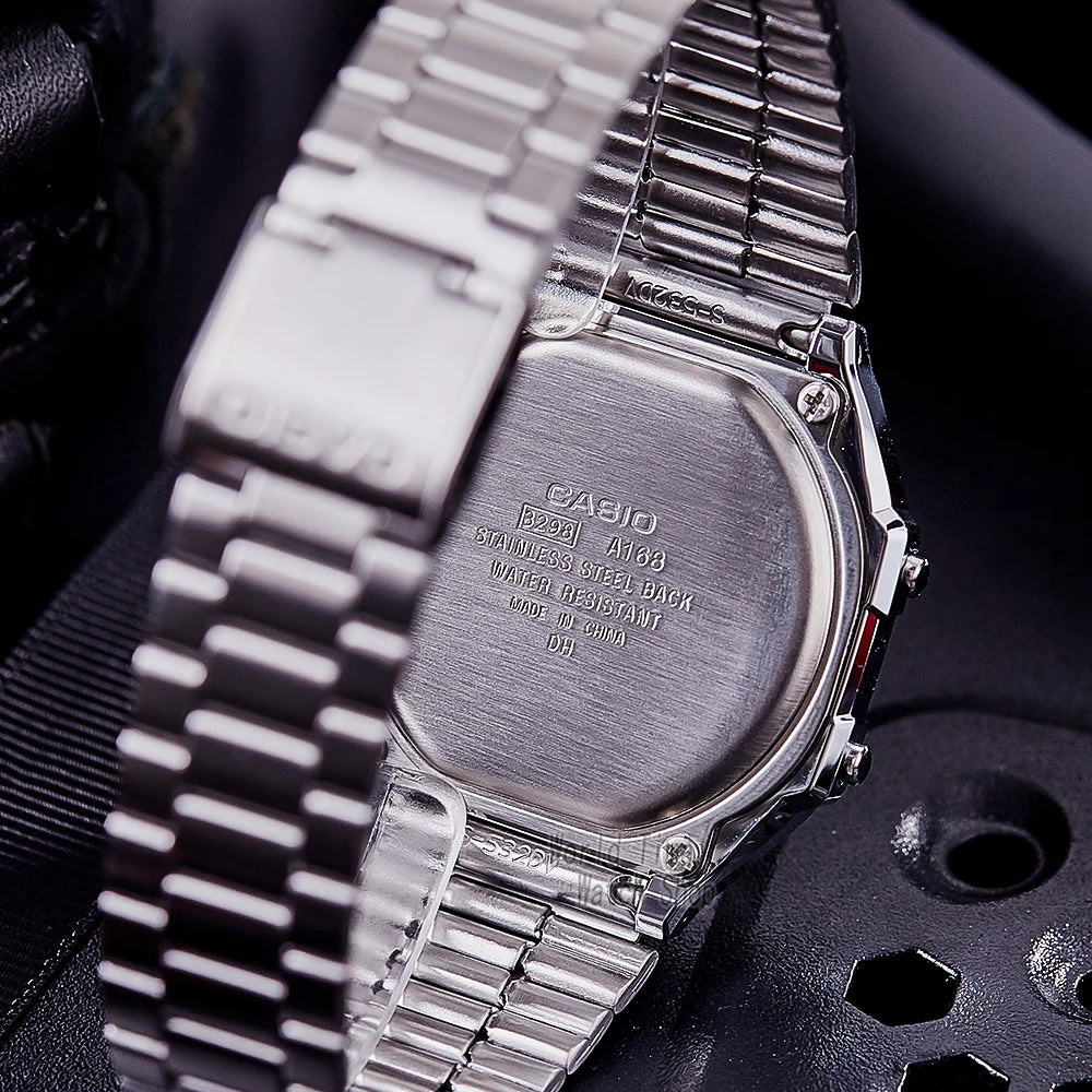 Montre Casio argentée pour hommes, ensemble de luxe, affichage numérique LED, étanche, à quartz, style sportif militaire, montre-bracelet relogio masculino