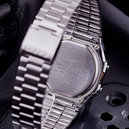 Montre Casio argentée pour hommes, ensemble de luxe, affichage numérique LED, étanche, à quartz, style sportif militaire, montre-bracelet relogio masculino