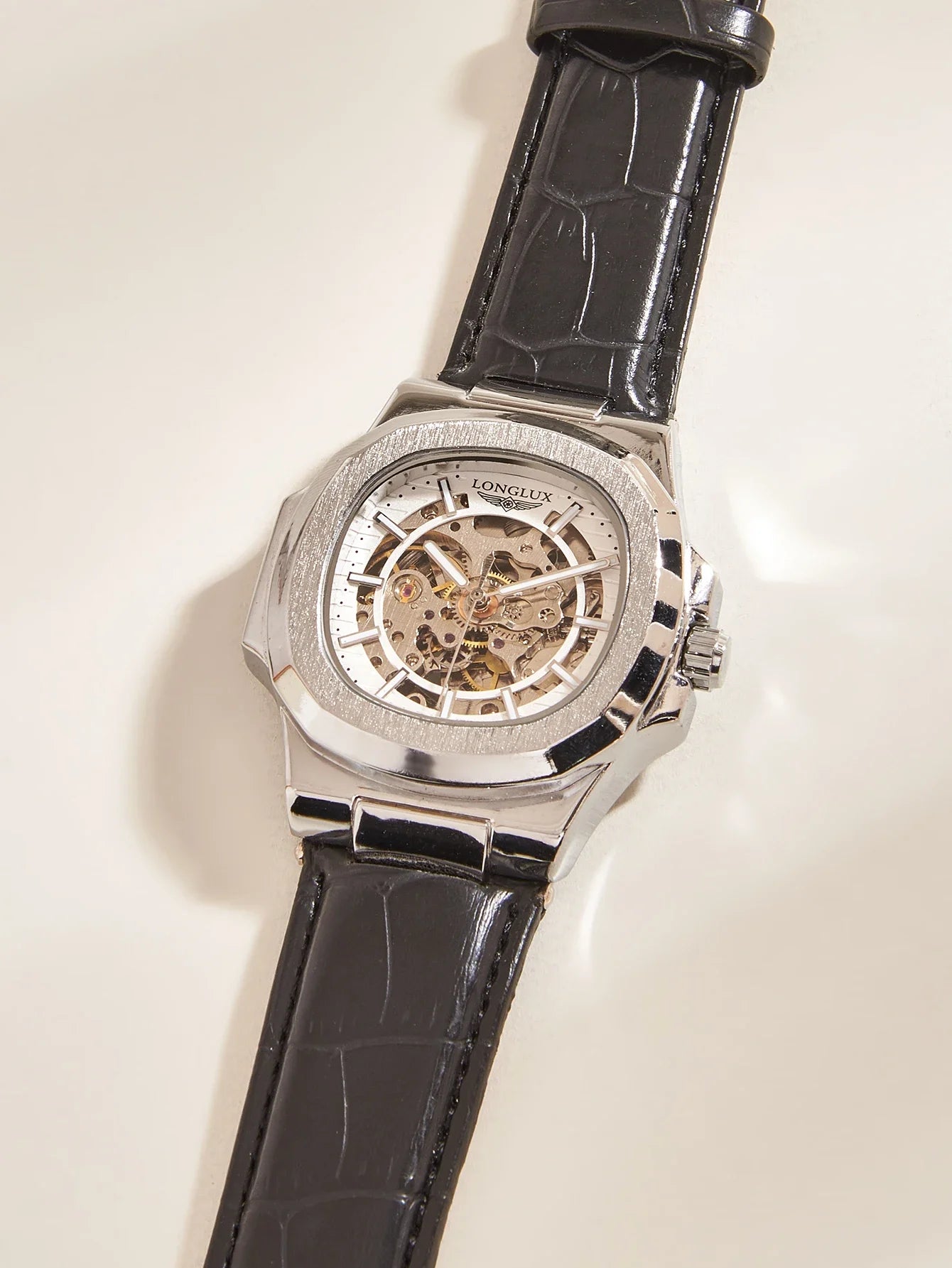 Men automatic watch waterproof outdoors simple luxury mechanical watches wholesale skeleton leather leisure mens watch gift