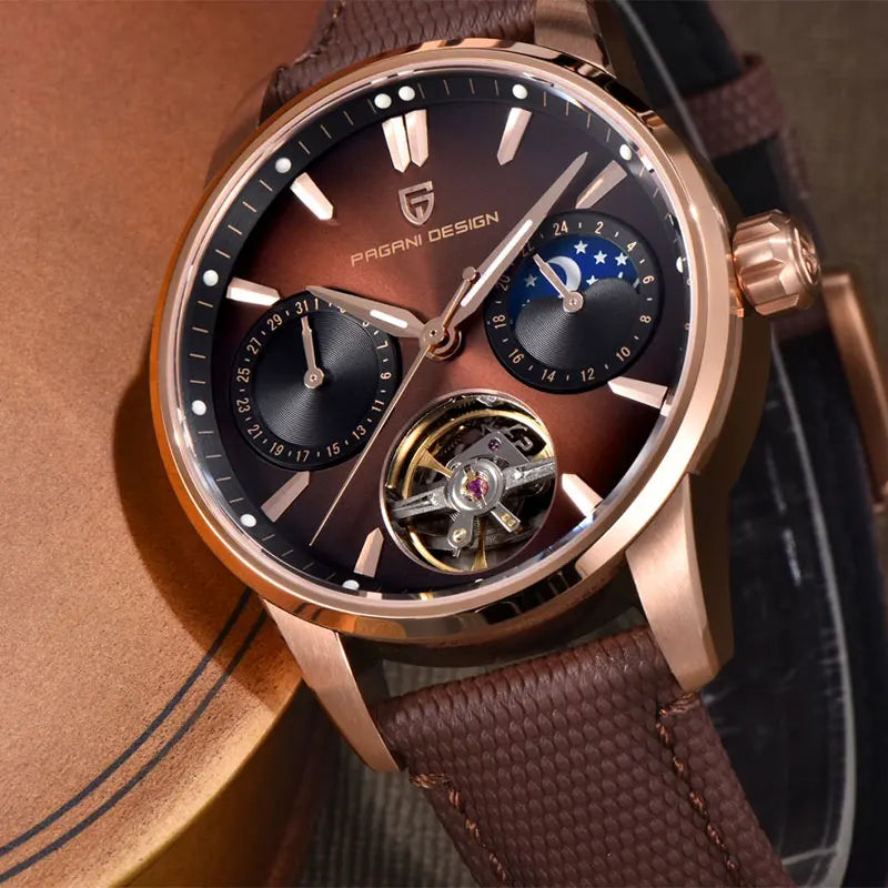 Montre de luxe automatique ChronoState YS021 Imperial Tourbillon avec bracelet en cuir