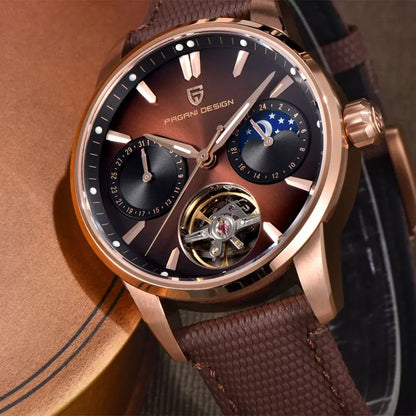 Montre de luxe automatique ChronoState YS021 Imperial Tourbillon avec bracelet en cuir
