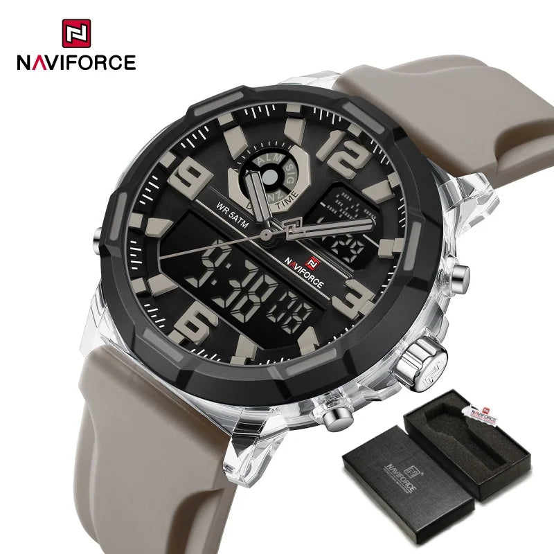 NAVIFORCE 2026 Montre homme nouvelle 5ATM étanche Double affichage Chronographe Réveil Montre-bracelet Montres tendance pour homme NF7130