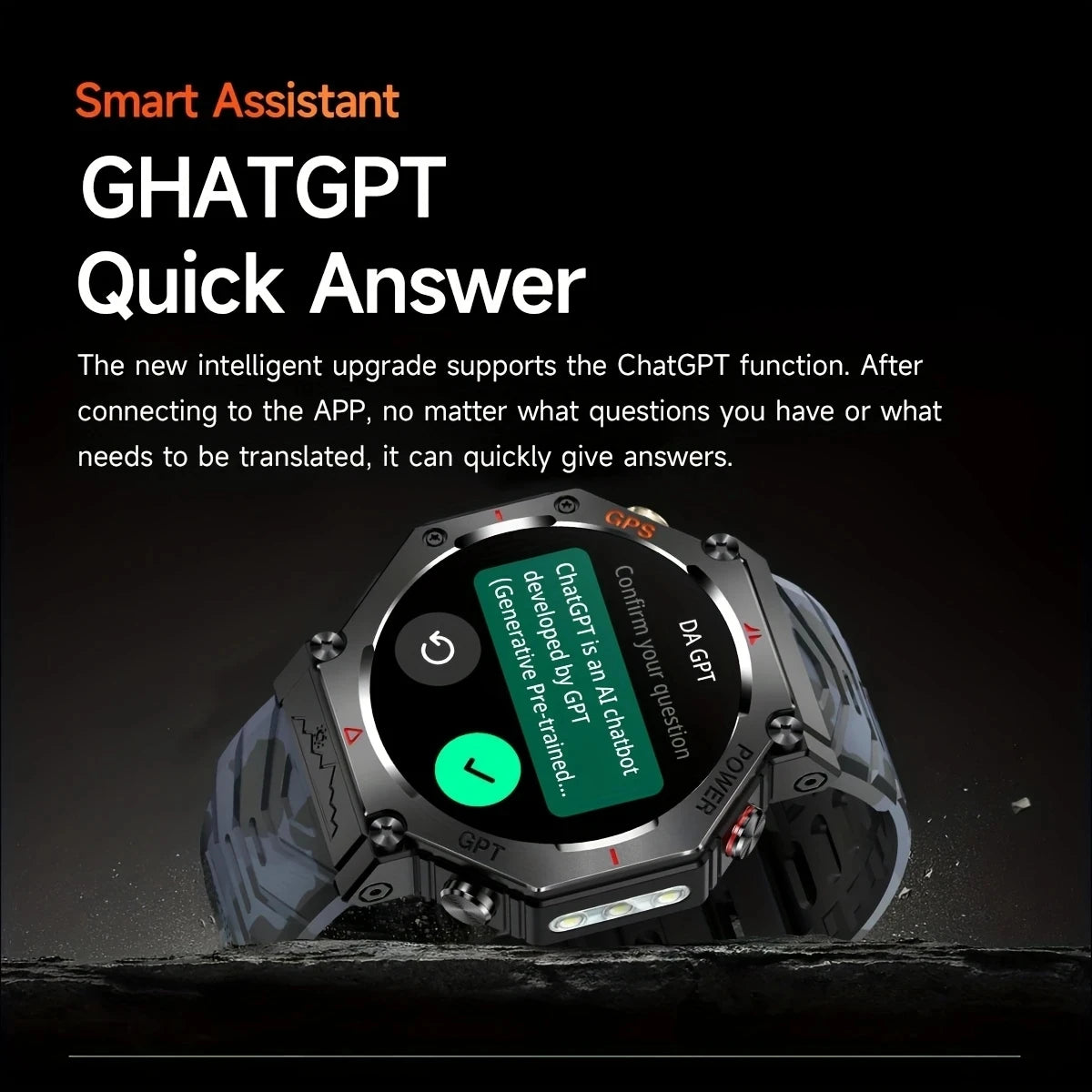 Montre intelligente 2026 Nouvelle IA ChatGPT 3ATM Étanche GPS Double bande GNSS Boussole Militaire Sport Montre intelligente Homme Femme