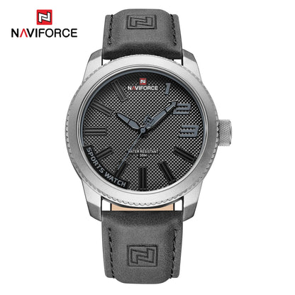 NAVIFORCE – Montre de sport homme de luxe de marque, montre-bracelet décontractée à quartz, étanche, en cuir analogique avec date