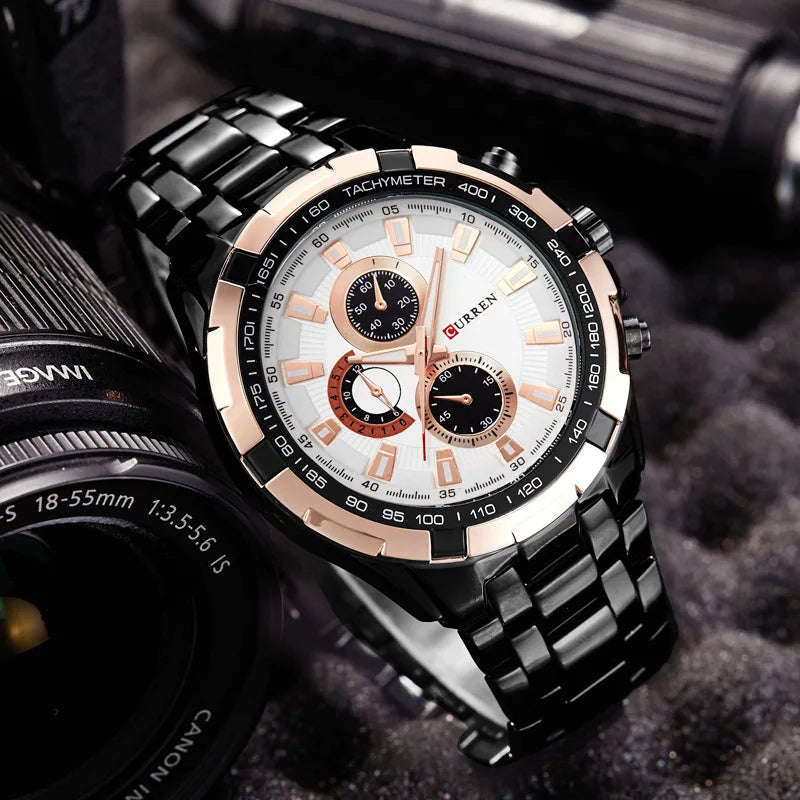 CURREN 8023 Montre à Quartz Homme Étanche Sport Militaire Montres Hommes Affaires Acier Inoxydable Montre-bracelet Horloge Masculine reloj hombre