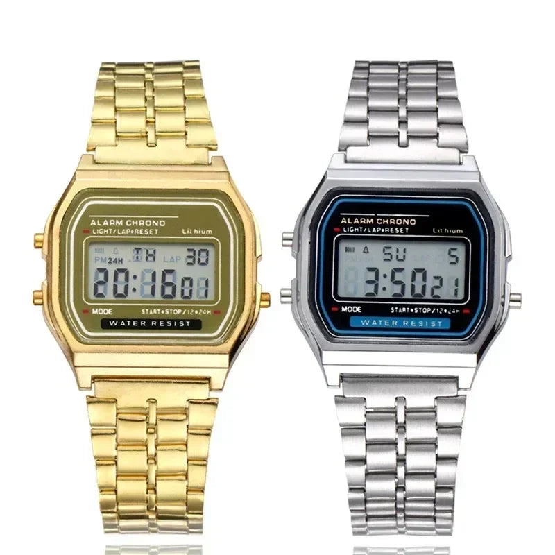 Fashion Mens Watch Digital Led Luxury Stainless Steel Square Wristwatch Electronic Watches for Men Female Clock Reloj Hombre