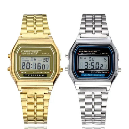 Fashion Mens Watch Digital Led Luxury Stainless Steel Square Wristwatch Electronic Watches for Men Female Clock Reloj Hombre