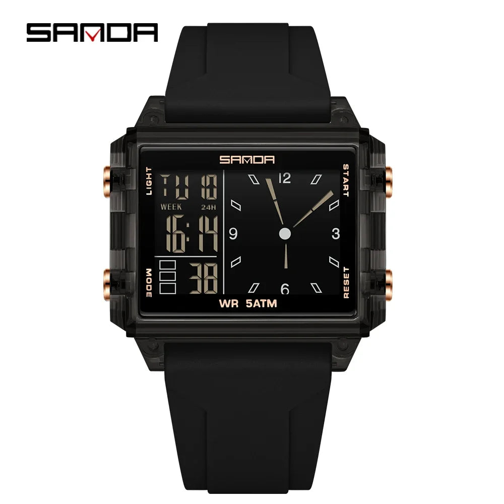 SANDA Luxury Brand Digital Watch for Men Women Square Dial Sport Waterproof Watches Man LED Pointer Display Relogios Masculino