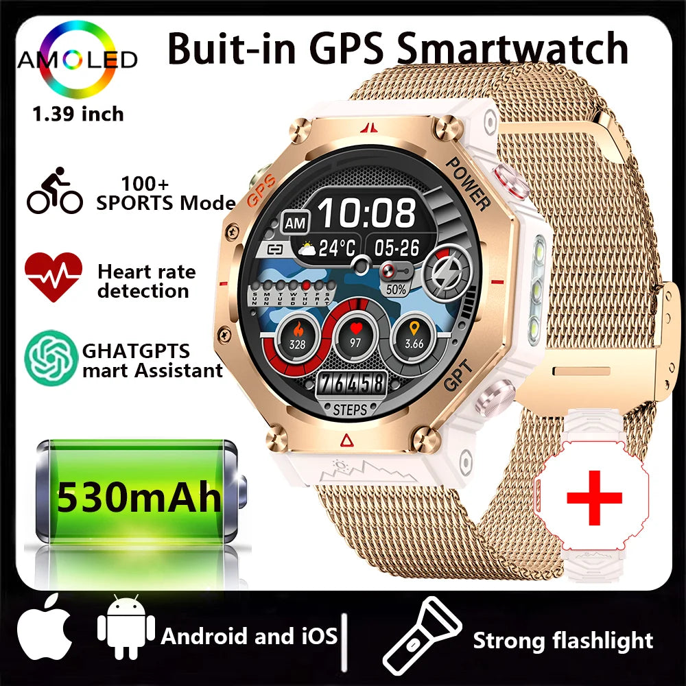 Montre intelligente 2026 Nouvelle IA ChatGPT 3ATM Étanche GPS Double bande GNSS Boussole Militaire Sport Montre intelligente Homme Femme