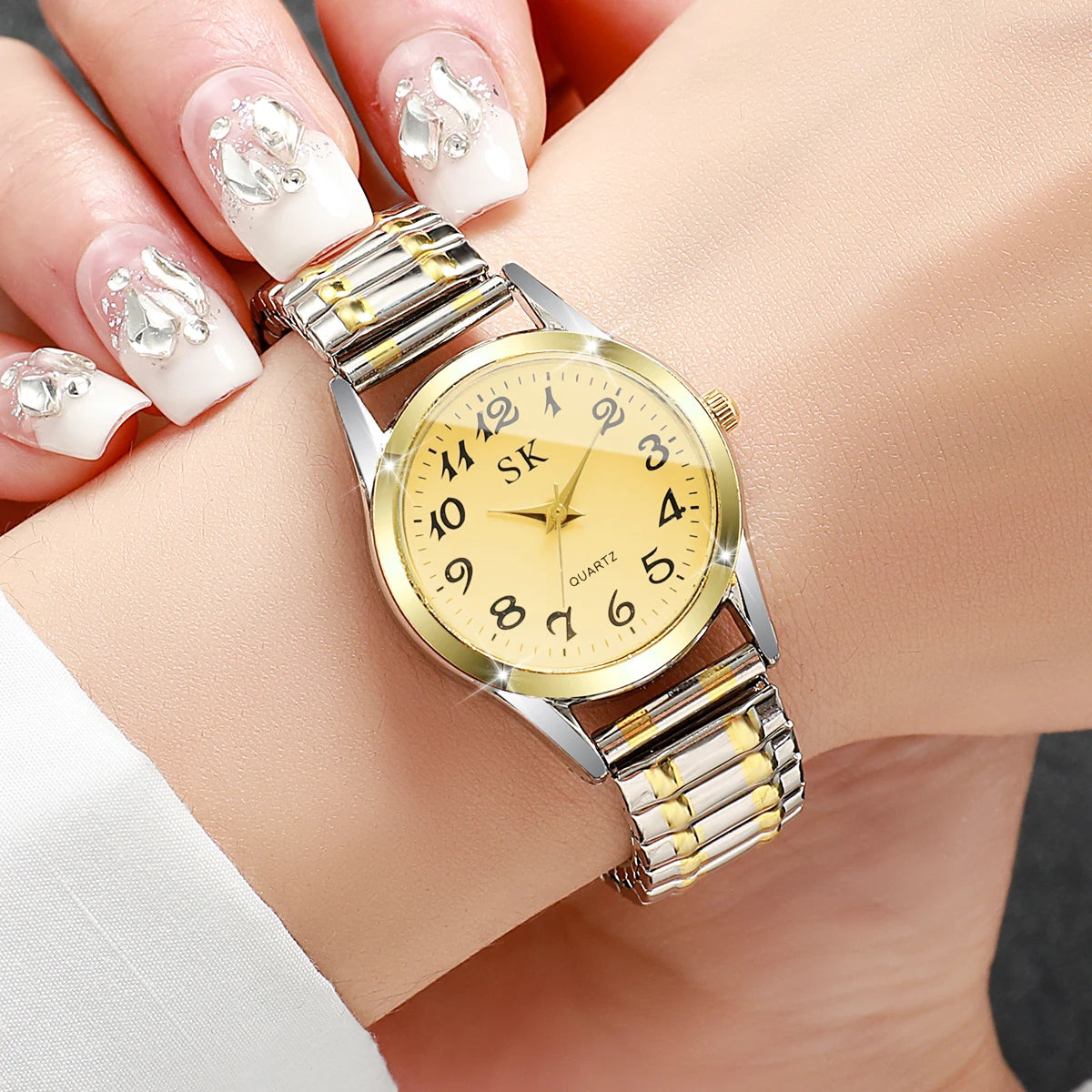 Montres Élégantes pour Femmes à Petit Cadran, Montre à Quartz Tendance avec Bracelet Élastique, Reloj Mujer (Sans Boîte)