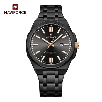 Montre à quartz NAVIFORCE pour hommes, de luxe, pour affaires, lumineuse, en acier inoxydable, étanche, calendrier, montre-bracelet, Reloj Hombre