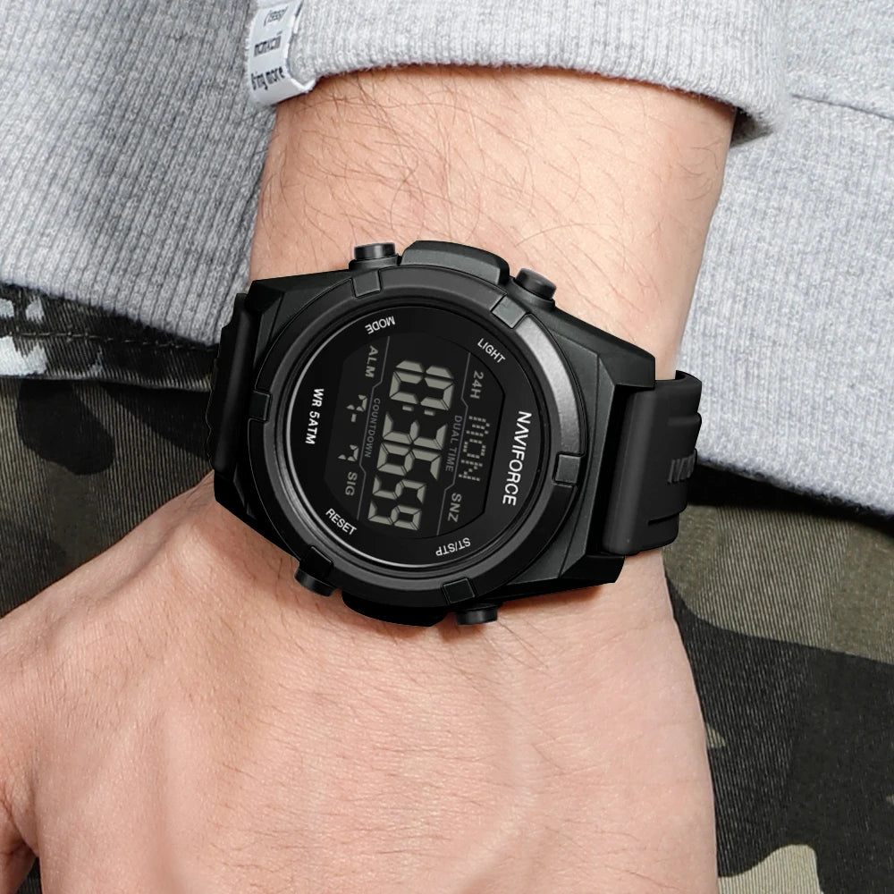 NAVIFORCE – Montre de sport numérique militaire de luxe pour homme, étanche, bracelet en silicone, Relogios Masculino