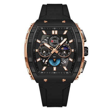 Montres-bracelets de mode en quartz OFNS pour homme, lumineuses, étanches, chronographe, calendrier, bracelet en silicone, montre de sport de luxe d'extérieur pour homme
