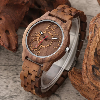 Montre de luxe Bob Bird à engrenage, chiffres arabes, cadran en bois multicouche, bracelet à boucle déployante, montres élégantes pour hommes