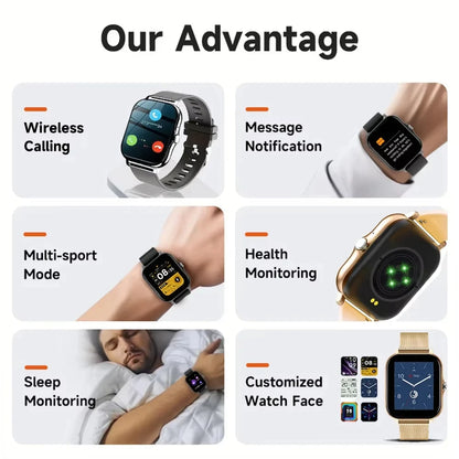 LAXASFIT 2025 Nouvelle Montre Connectée pour Hommes Femmes Cadeau Écran Tactile Complet Montre de Sport et de Fitness Appel Bluetooth Montre Intelligente Digitale