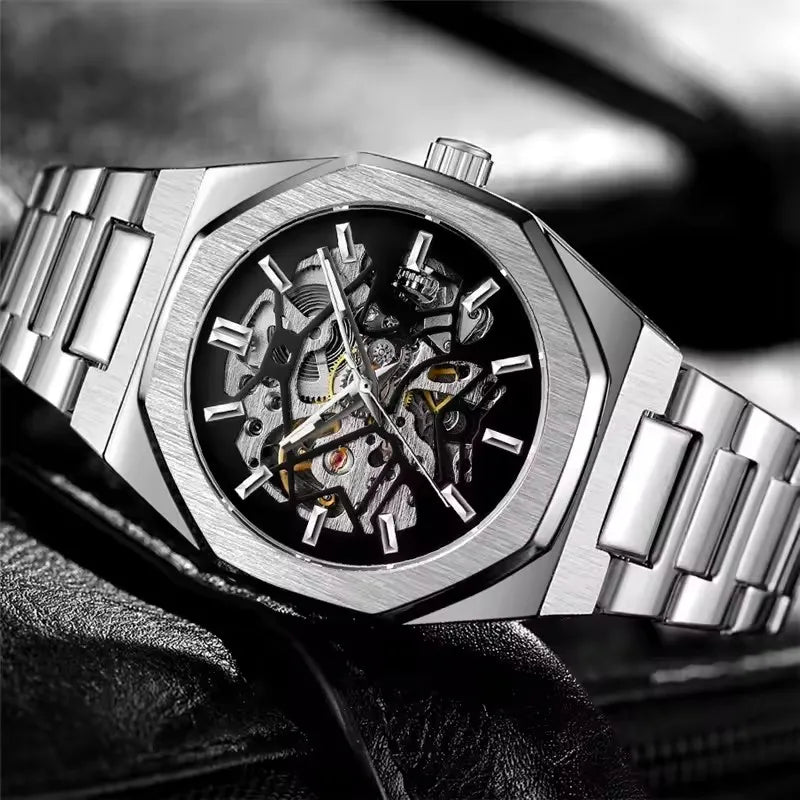 Forsining 344D Luxury Fashion Men's Mechanical Watch Skeleton Hollow Exquisite Dial Business Men's Automatic Watch reloj hombre
