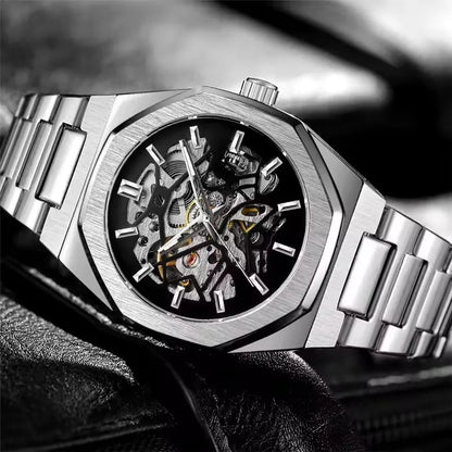 Forsining 344D Luxury Fashion Men's Mechanical Watch Skeleton Hollow Exquisite Dial Business Men's Automatic Watch reloj hombre